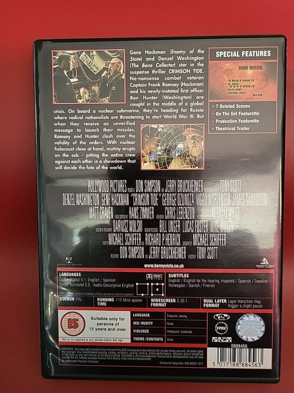 Crimson Tide DVD 2002 Action Thriller Submarine Film 2+ SAVE 40%