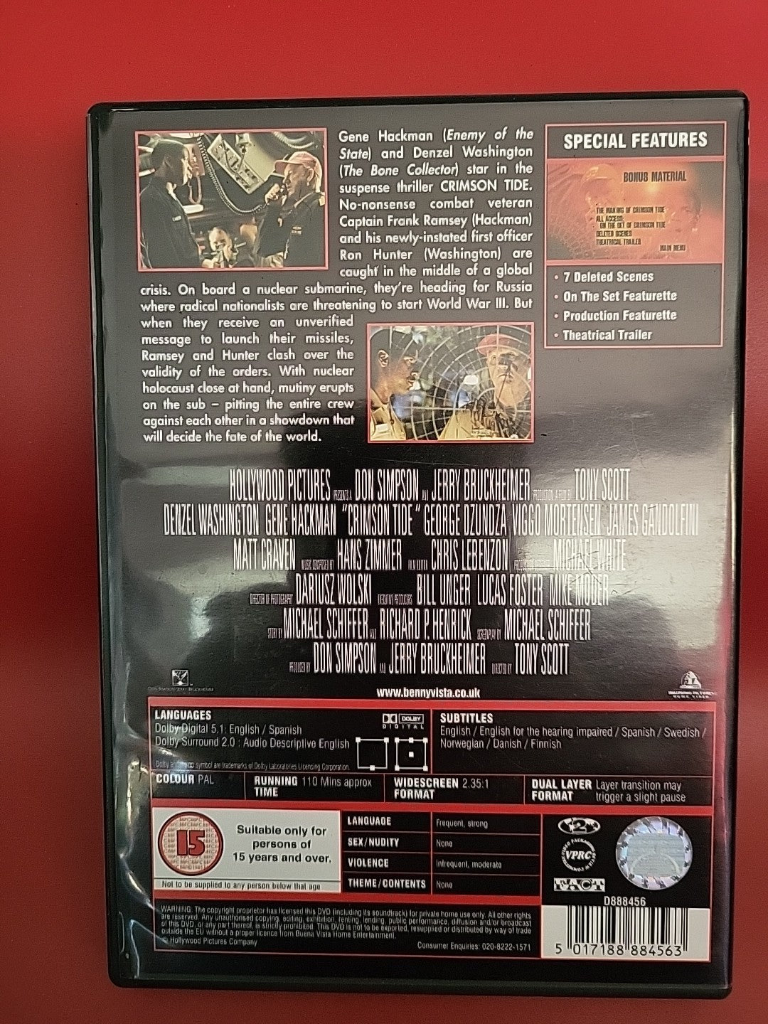Crimson Tide DVD 2002 Action Thriller Submarine Film 2+ SAVE 40%
