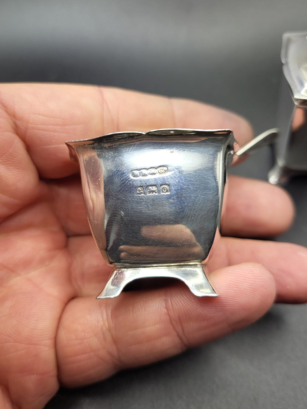 Hallmarked Sterling Silver Salt  Pepper Set 1938 Birmingham 1924 Sheffield Spoon