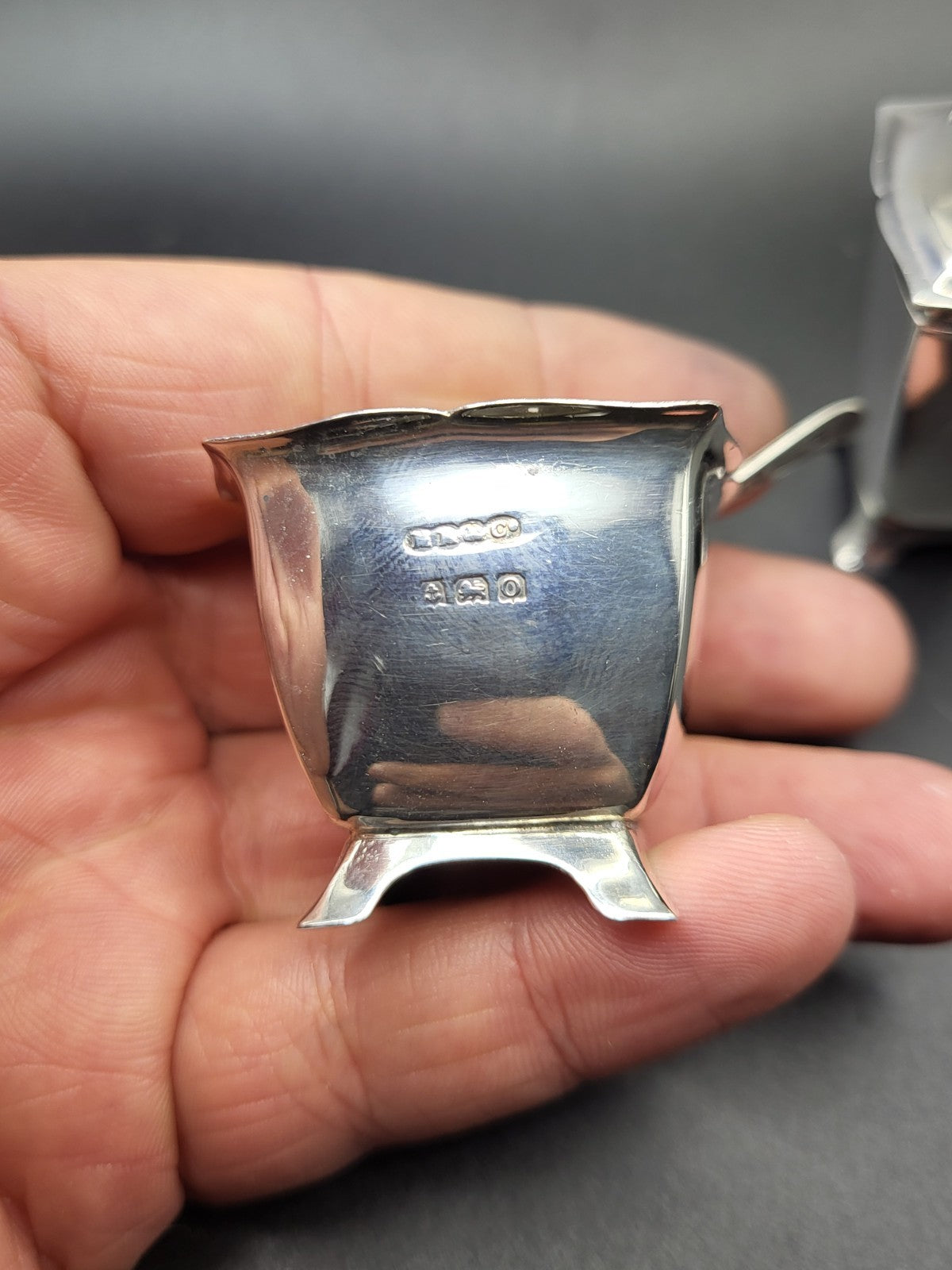 Hallmarked Sterling Silver Salt  Pepper Set 1938 Birmingham 1924 Sheffield Spoon