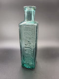 Antique E Barstow & Sons Stockport Chemist Bottle c1880 Embossed Aqua Glass