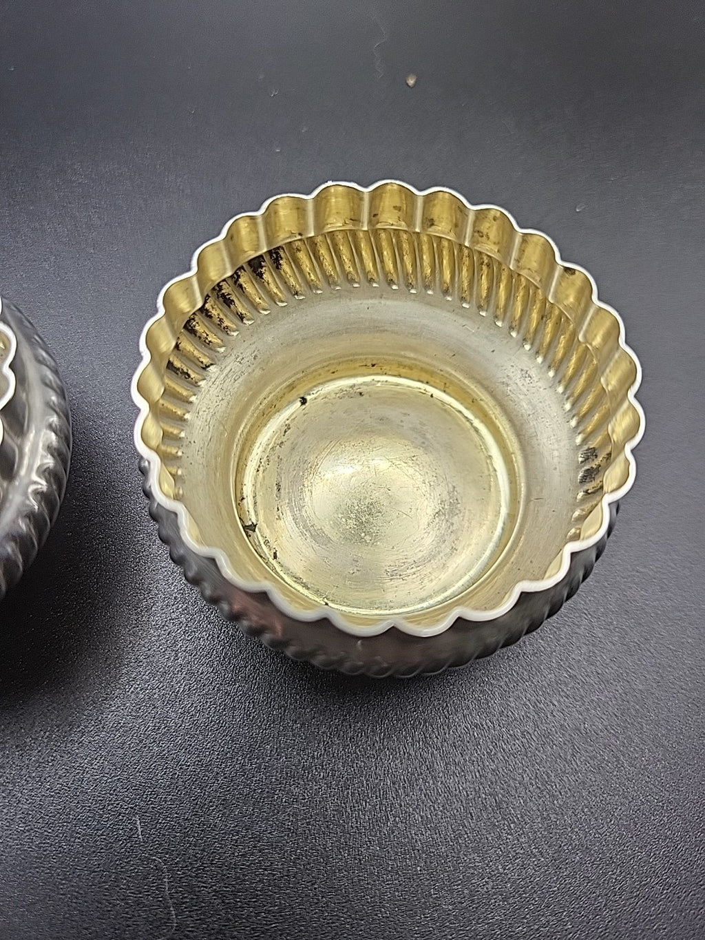 Antique Sterling Silver Salt Cellars Pair 1892 William Aitken Gilt Bowls
