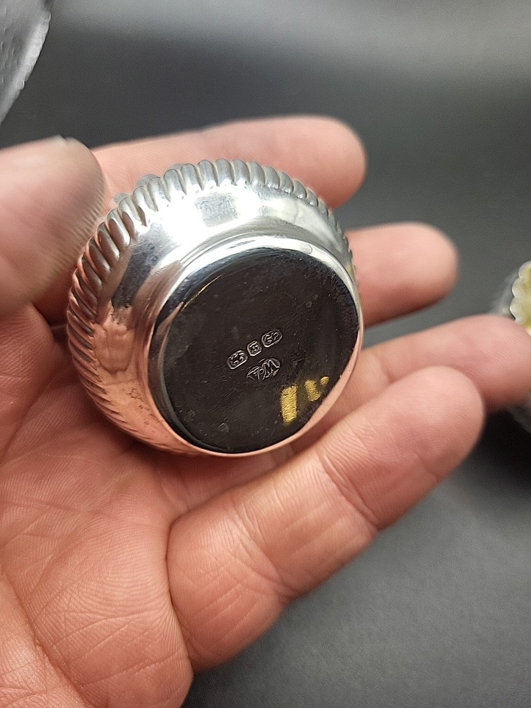 Antique Sterling Silver Salt Cellars Pair 1892 William Aitken Gilt Bowls