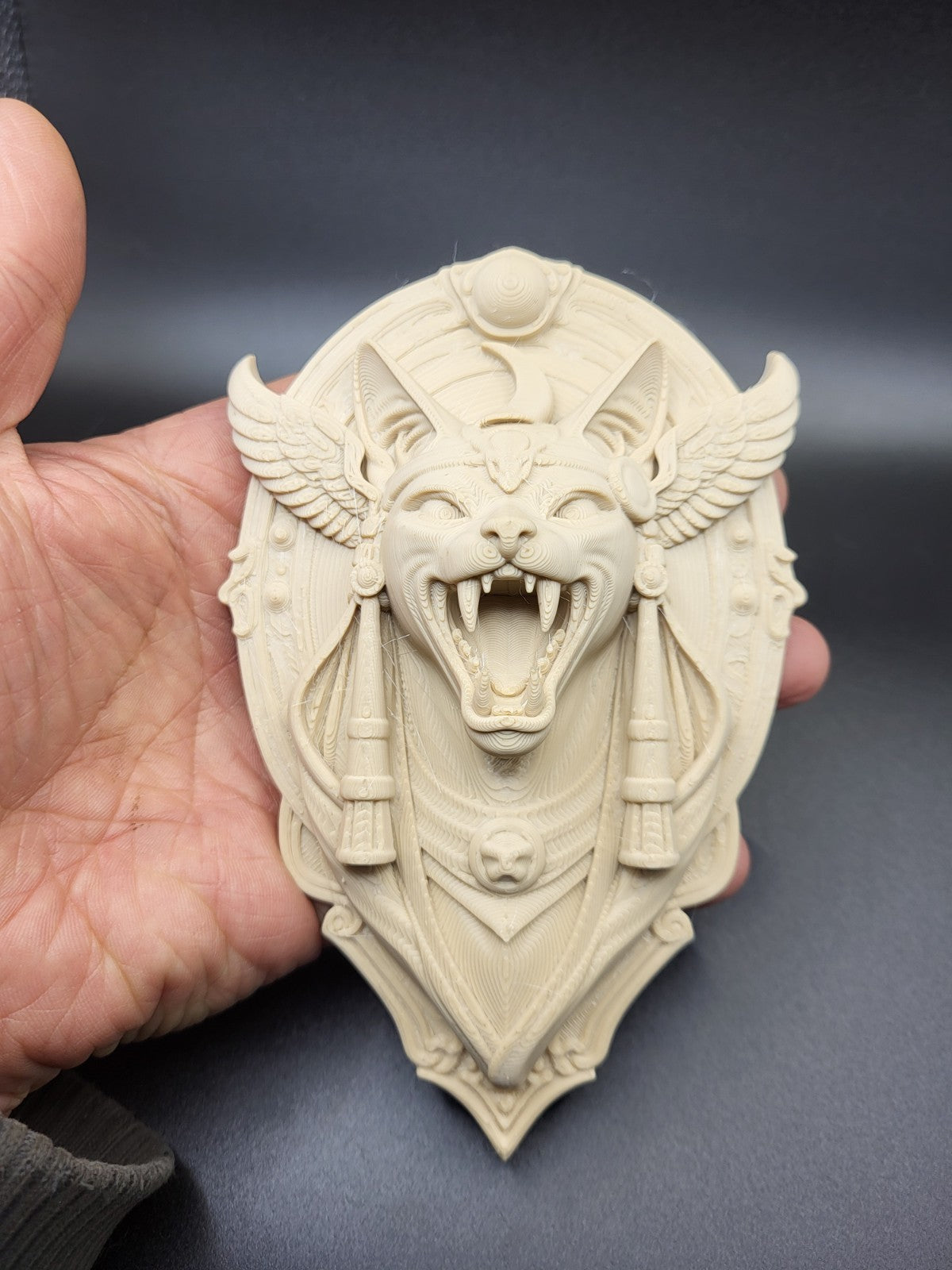 Wall Mounted Key Holder Rack – Sphynx Cat Gothic Hallway Hook Decor Bone White