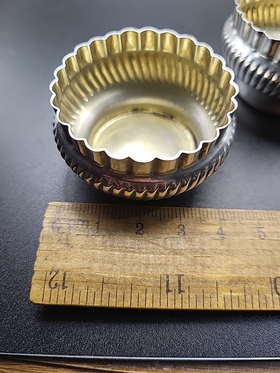 Antique Sterling Silver Salt Cellars Pair 1892 William Aitken Gilt Bowls