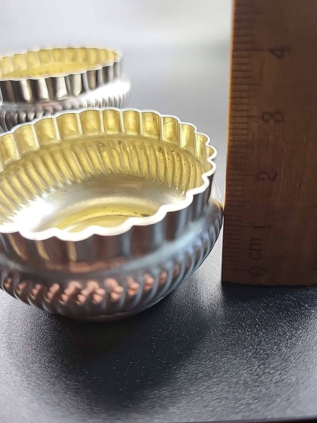 Antique Sterling Silver Salt Cellars Pair 1892 William Aitken Gilt Bowls