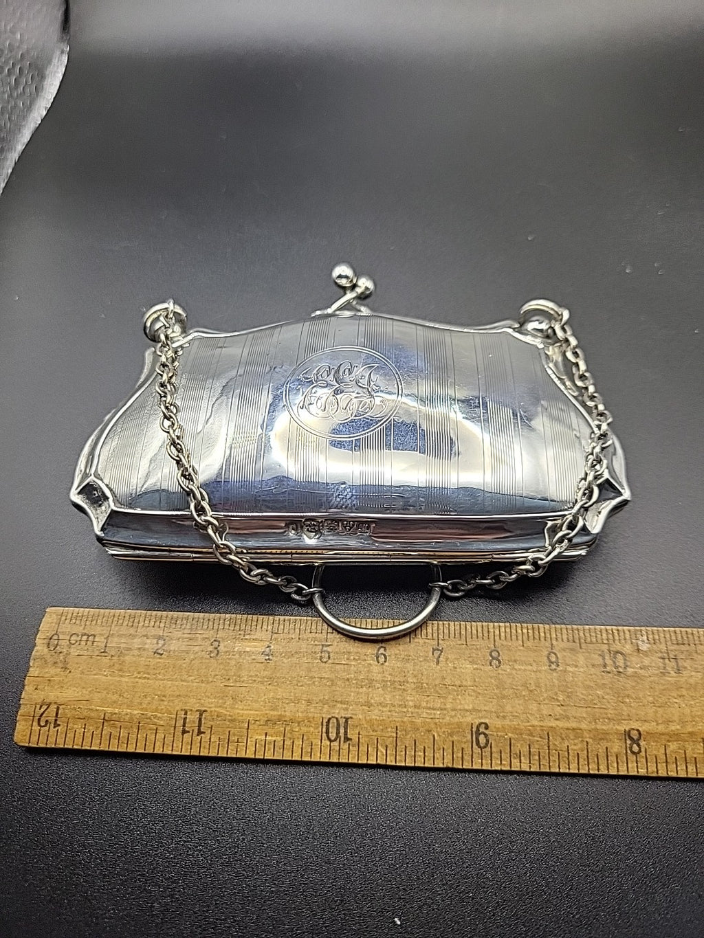 1912 Antique Sterling  Hallmarked Silver Finger Purse, Chester , W J Myatt & Co