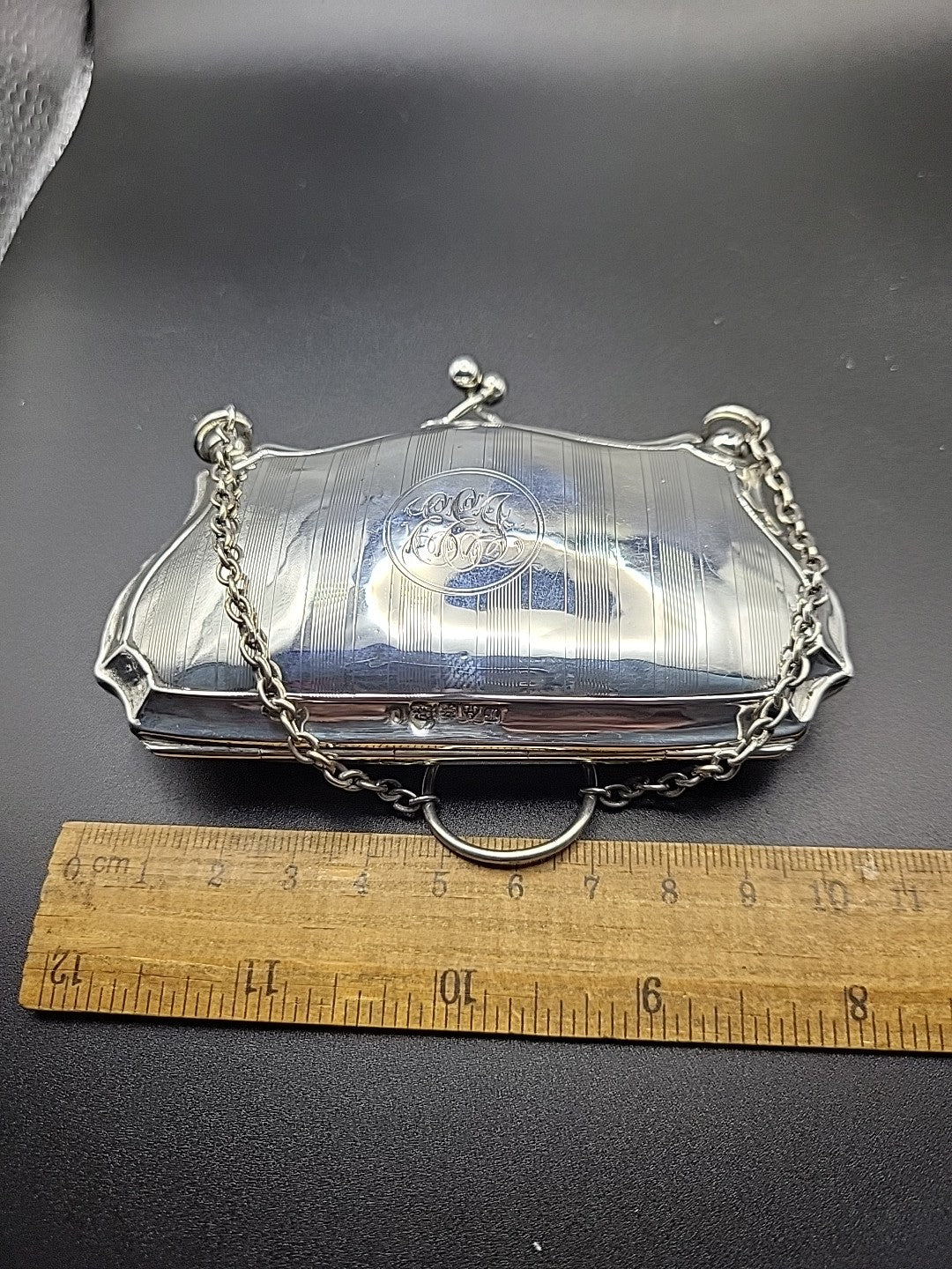 1912 Antique Sterling  Hallmarked Silver Finger Purse, Chester , W J Myatt & Co
