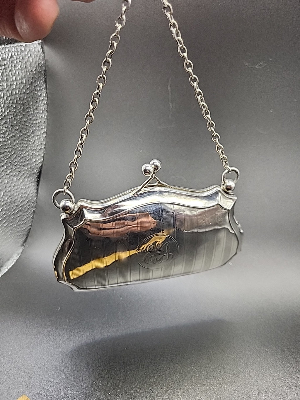 1912 Antique Sterling  Hallmarked Silver Finger Purse, Chester , W J Myatt & Co