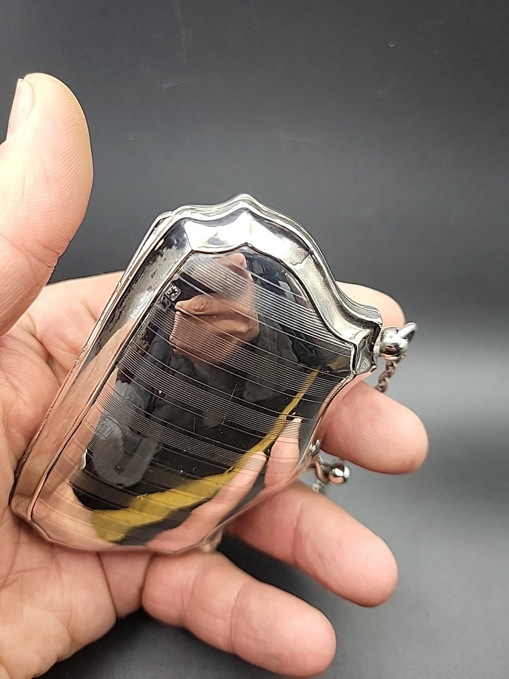 1912 Antique Sterling  Hallmarked Silver Finger Purse, Chester , W J Myatt & Co