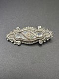 Antique Sterling Silver Gold On Silver Floral Sweetheart Brooch Tri Colour