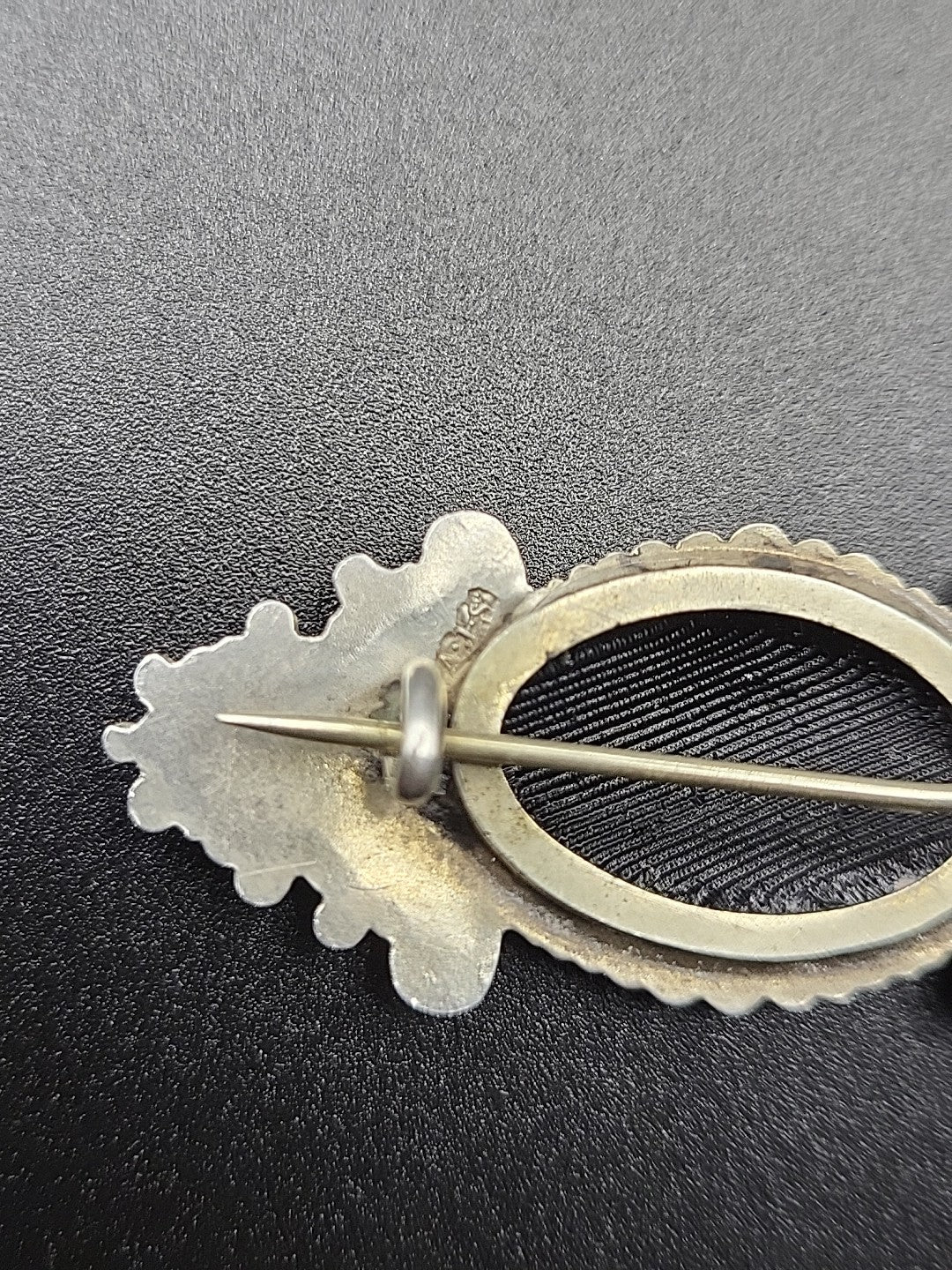 Antique Sterling Silver Gold On Silver Floral Sweetheart Brooch Tri Colour