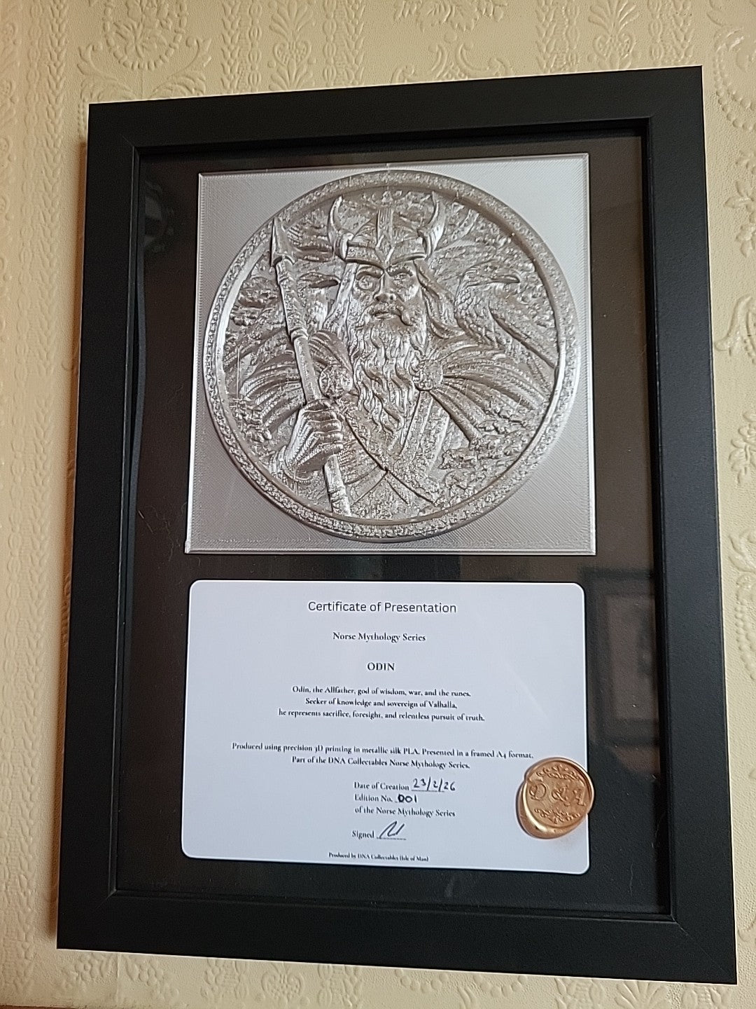 Odin Norse Mythology Framed Wall Art Viking Decor 3D Relief Signed A4