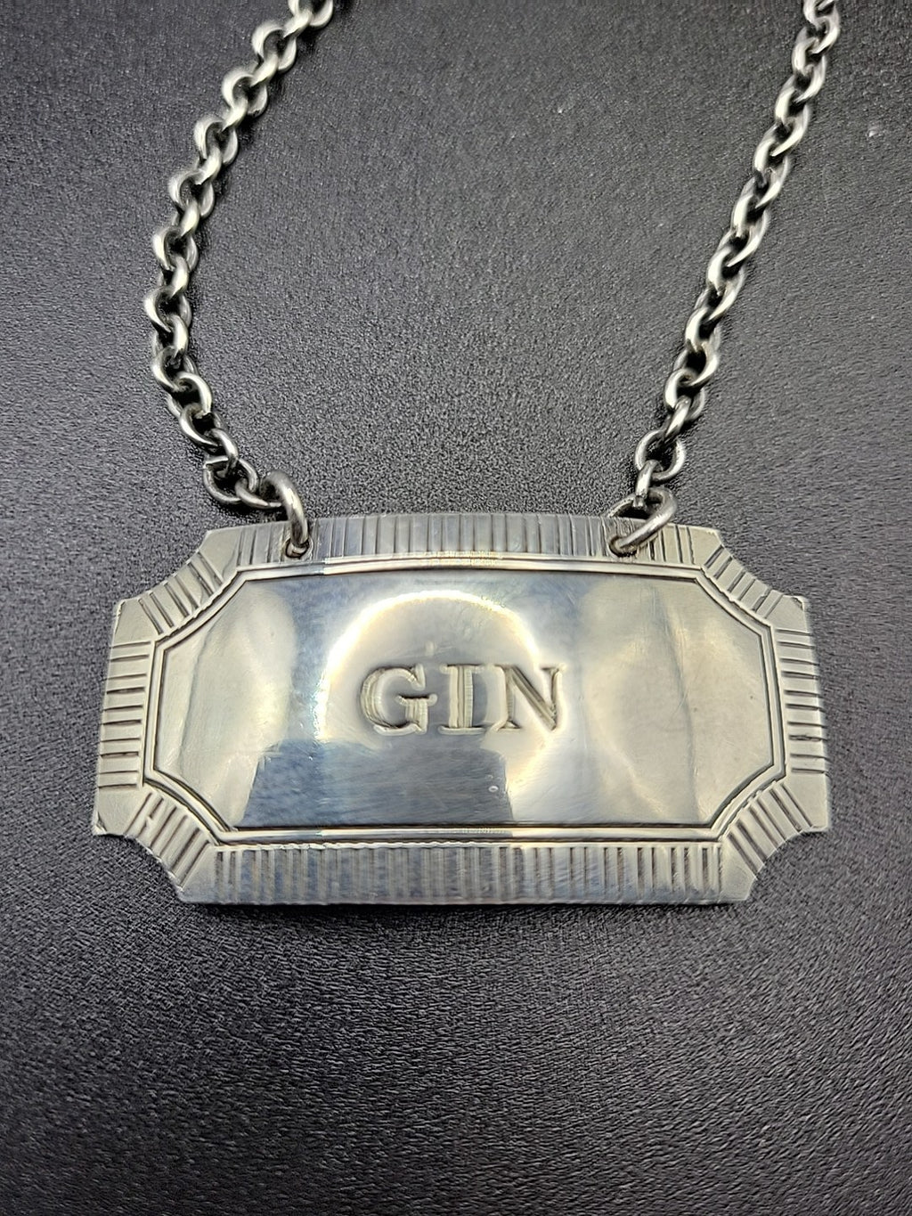 1973 Sterling Silver Gin Decanter Label London Hallmarked Bottle Ticket