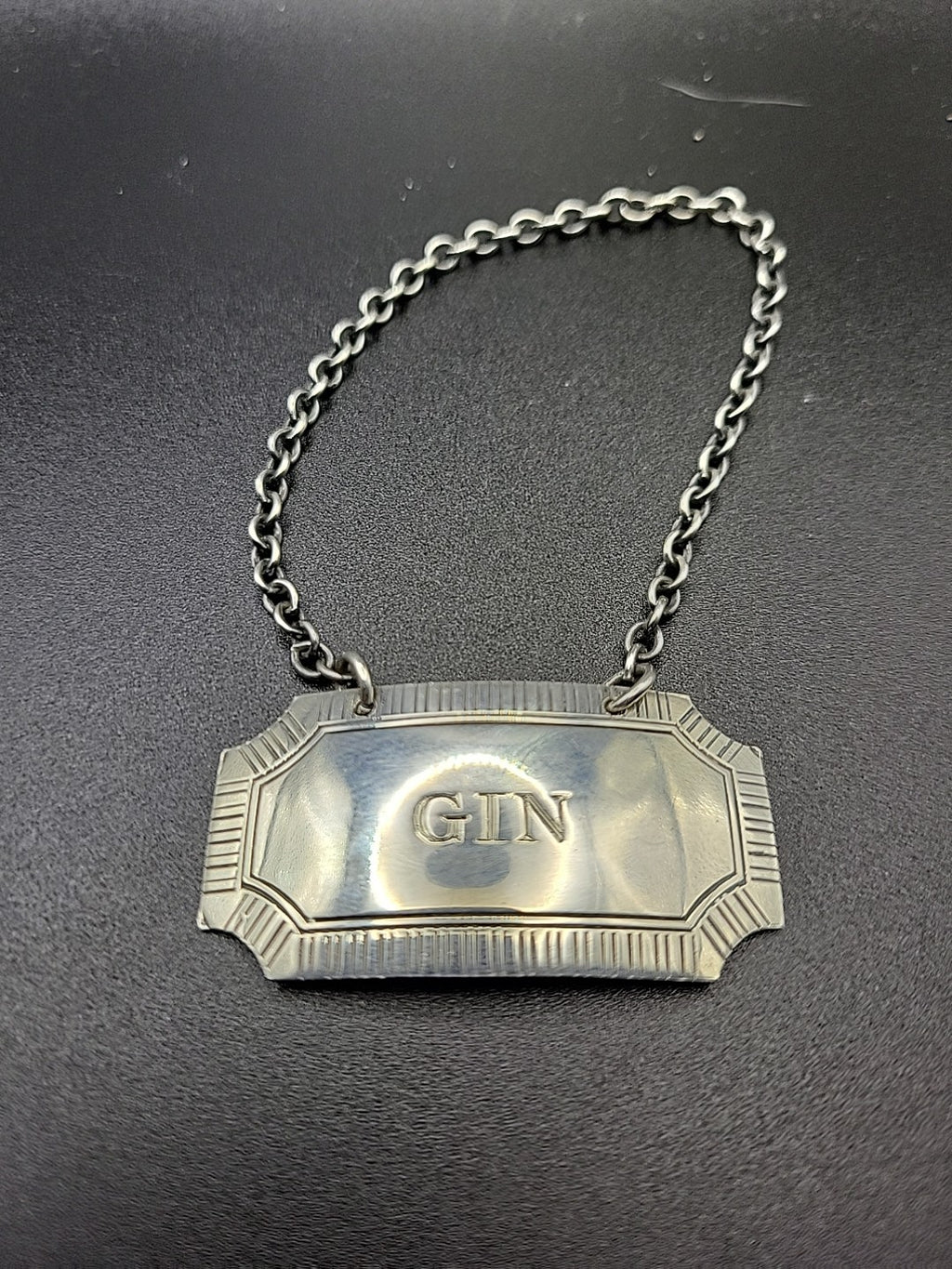 1973 Sterling Silver Gin Decanter Label London Hallmarked Bottle Ticket