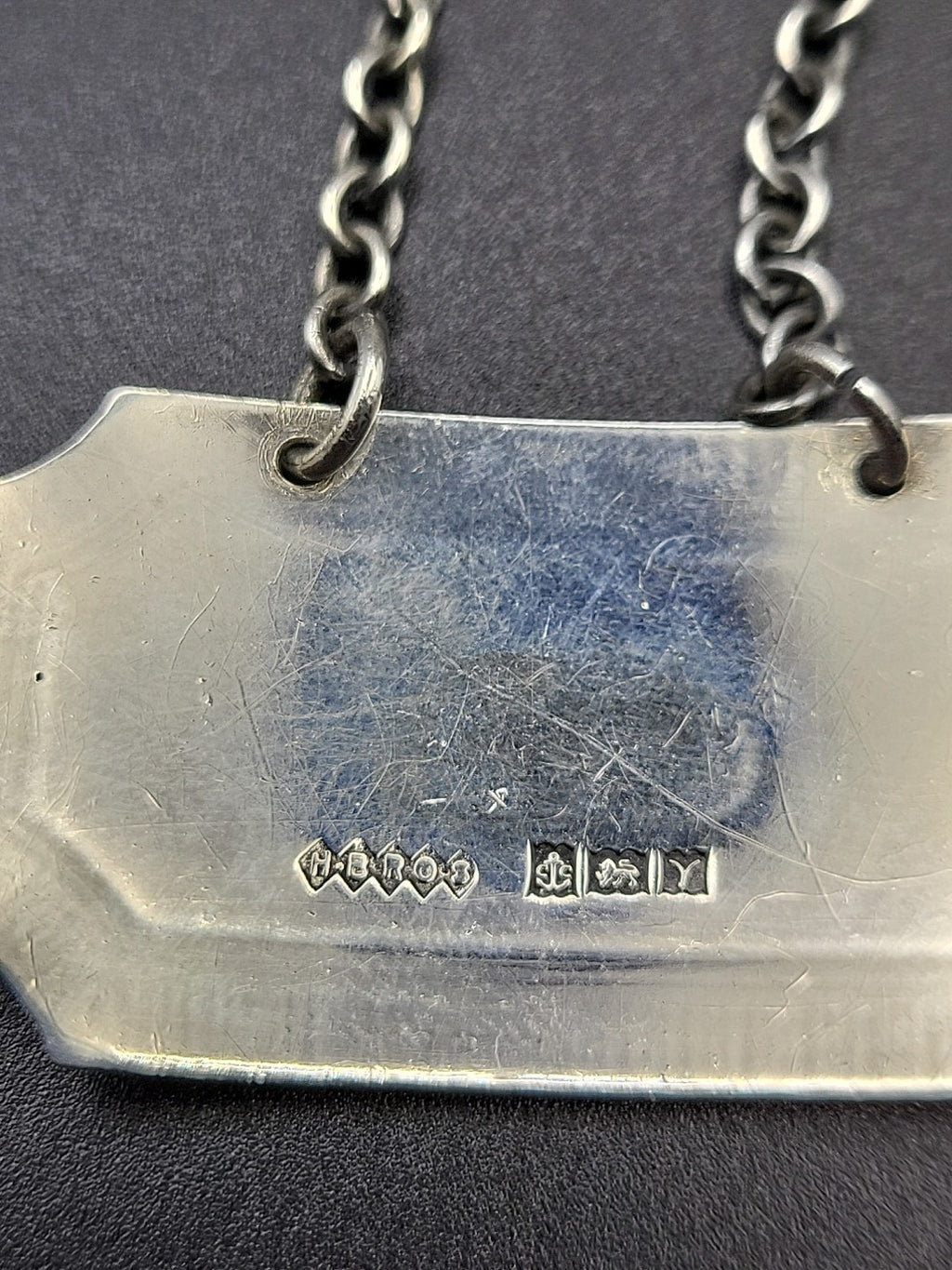 1973 Sterling Silver Gin Decanter Label London Hallmarked Bottle Ticket