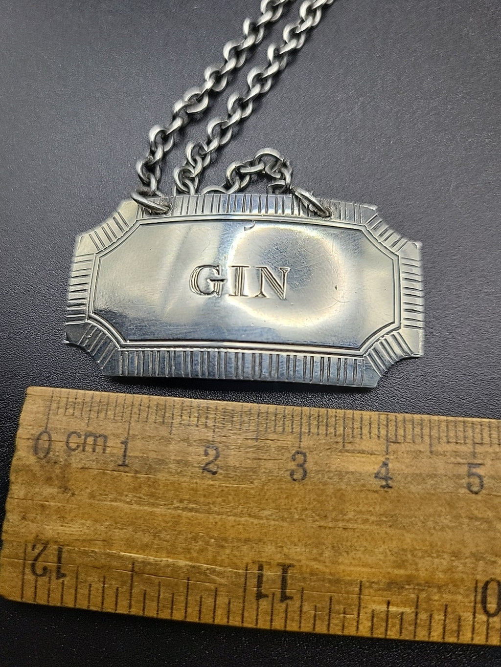 1973 Sterling Silver Gin Decanter Label London Hallmarked Bottle Ticket