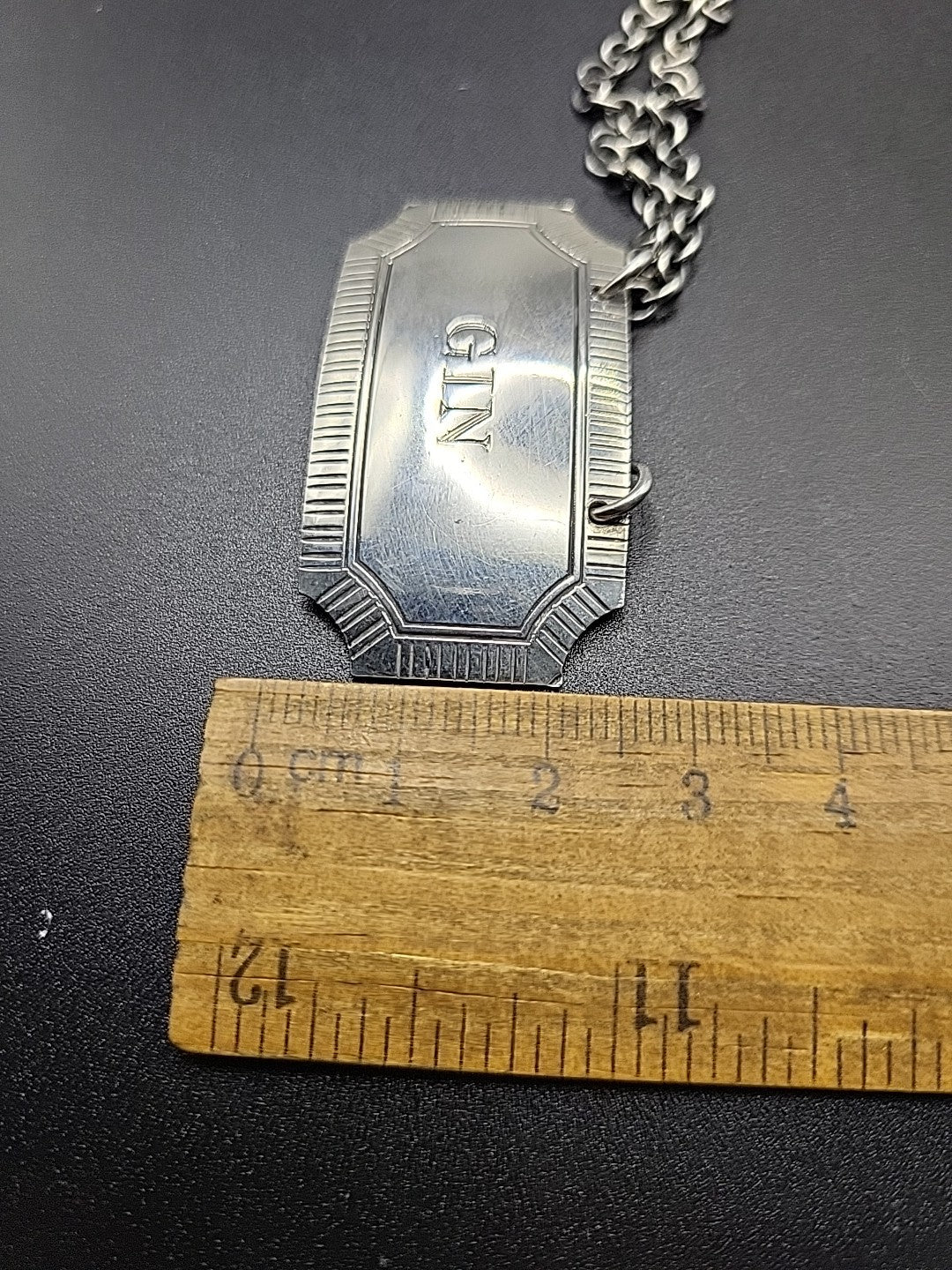 1973 Sterling Silver Gin Decanter Label London Hallmarked Bottle Ticket