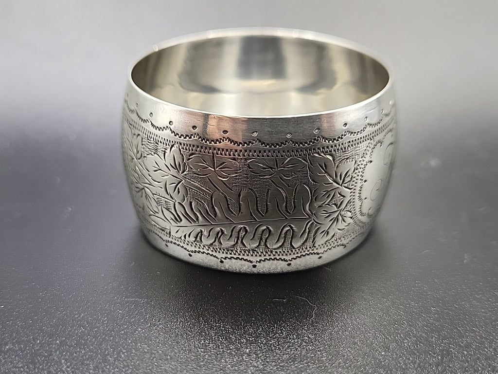 1894 Victorian Sterling Silver Napkin Ring John Henry Potter Engraved Kit 23.4g