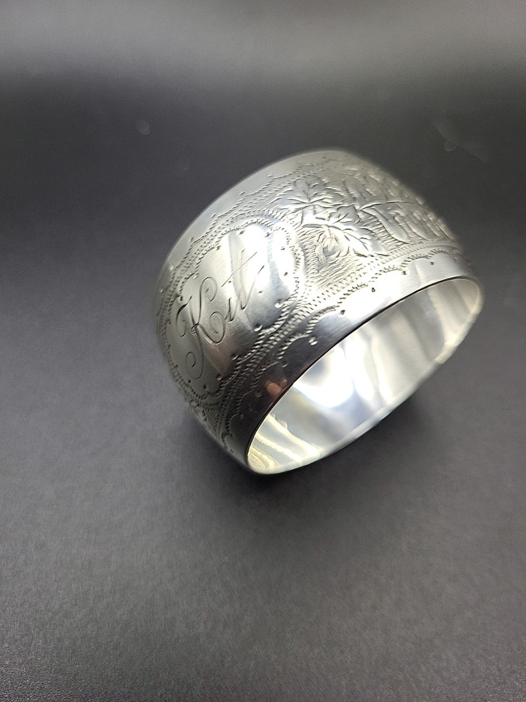 1894 Victorian Sterling Silver Napkin Ring John Henry Potter Engraved Kit 23.4g