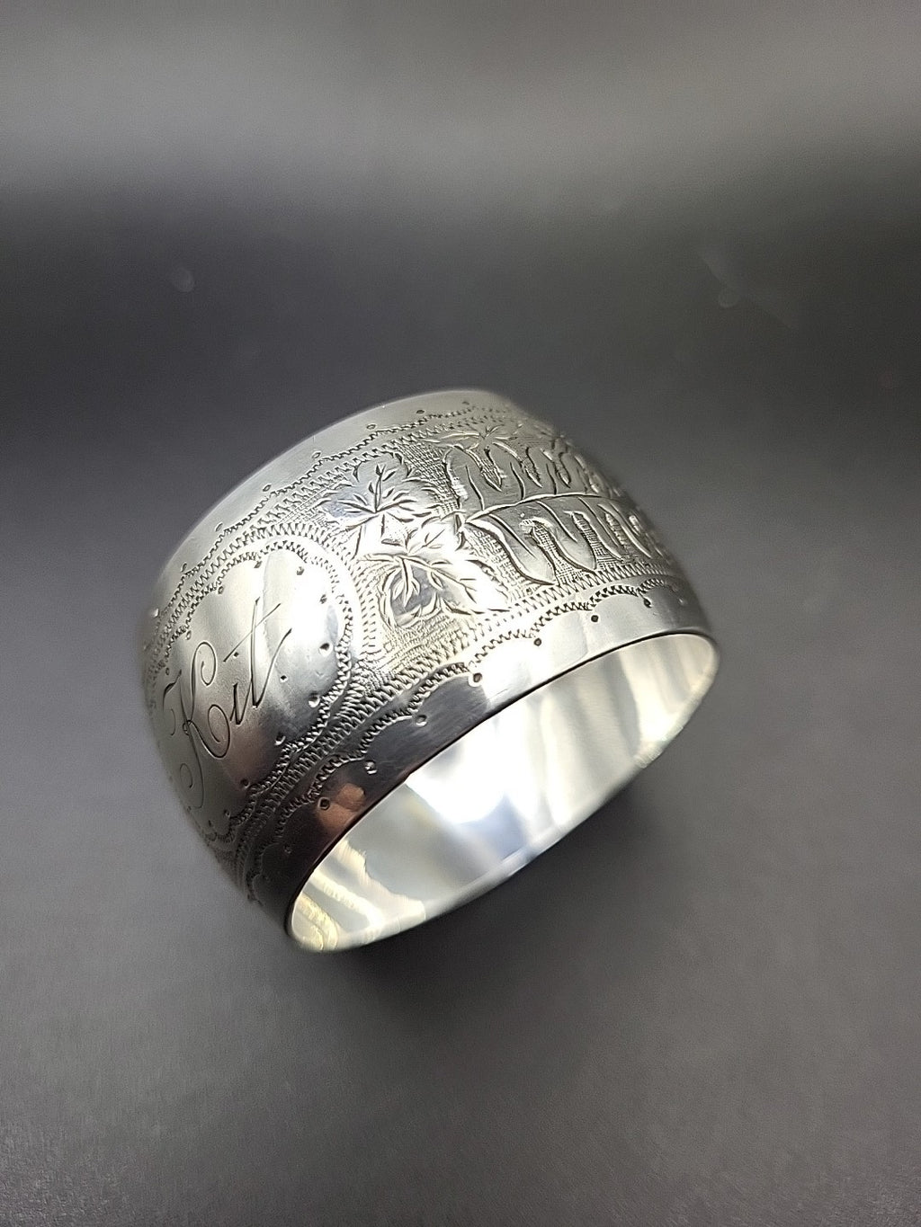 1894 Victorian Sterling Silver Napkin Ring John Henry Potter Engraved Kit 23.4g