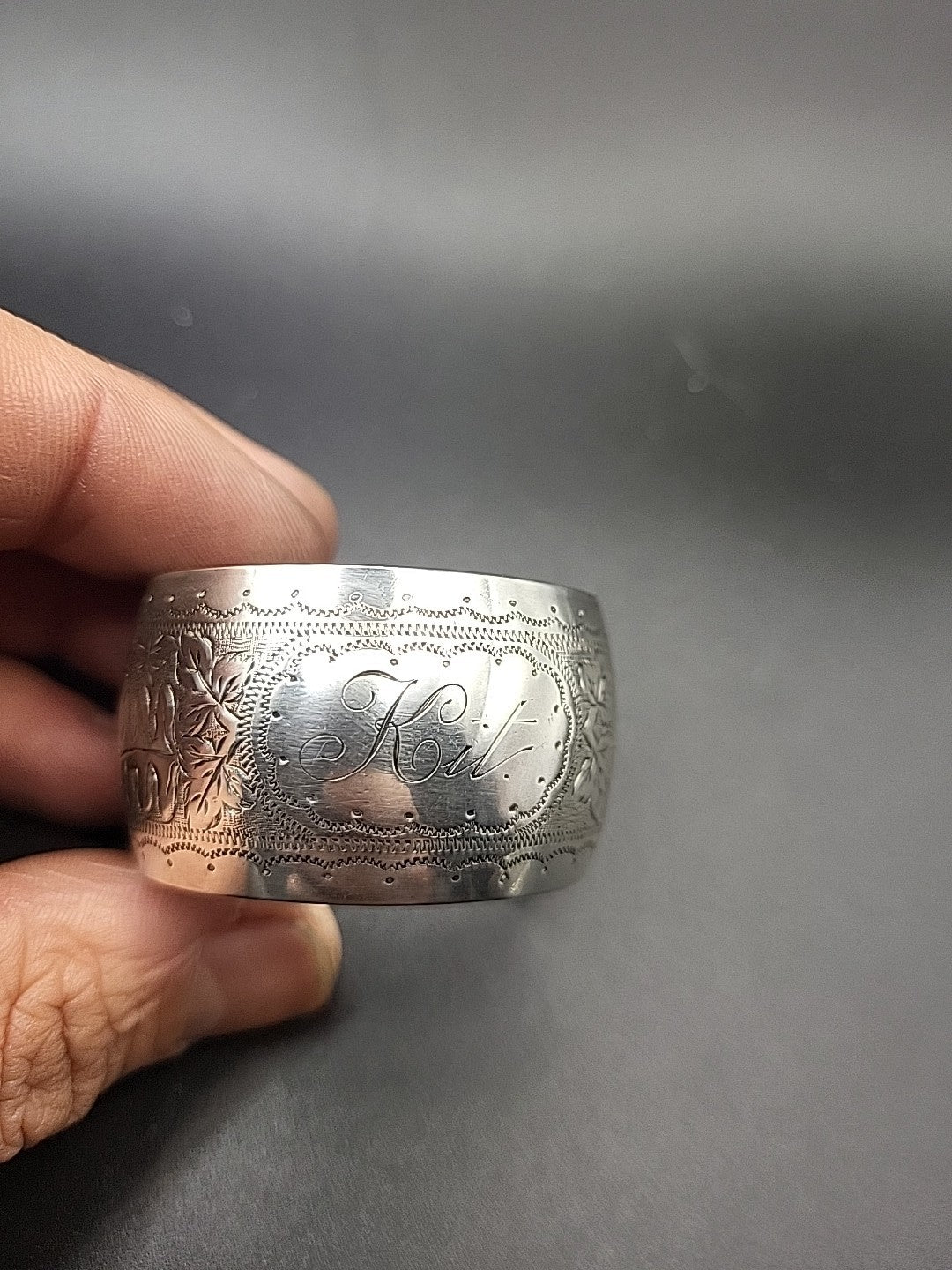 1894 Victorian Sterling Silver Napkin Ring John Henry Potter Engraved Kit 23.4g