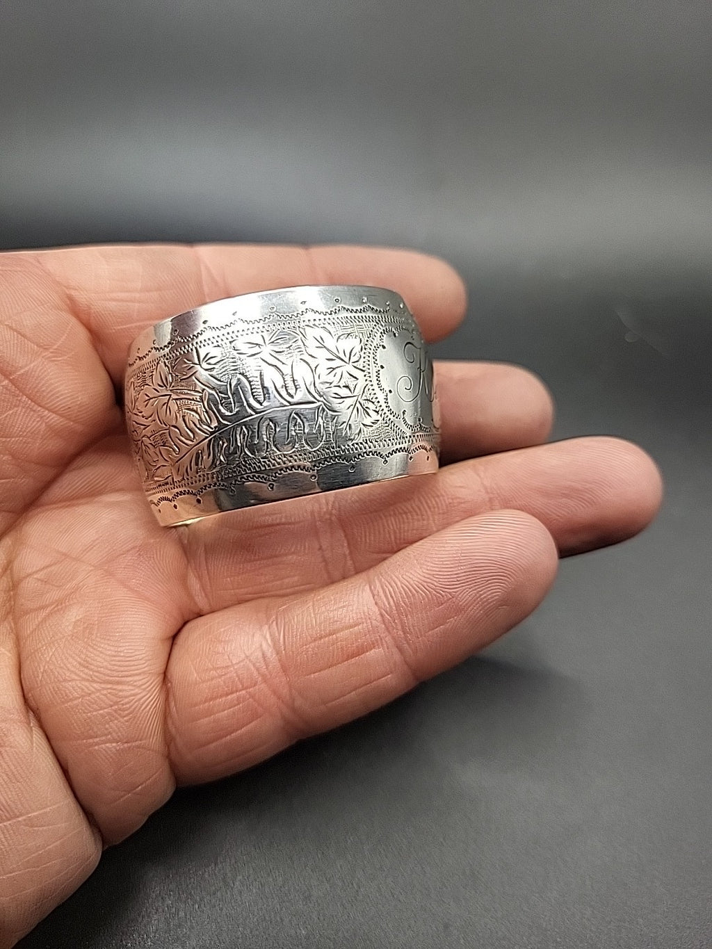 1894 Victorian Sterling Silver Napkin Ring John Henry Potter Engraved Kit 23.4g