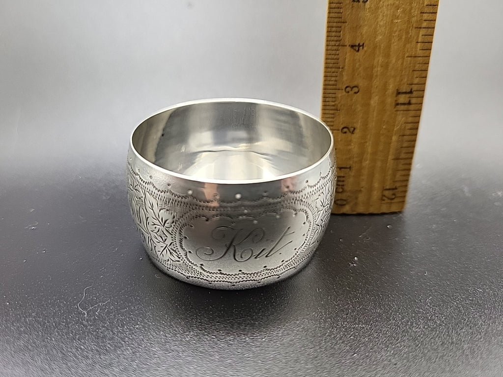 1894 Victorian Sterling Silver Napkin Ring John Henry Potter Engraved Kit 23.4g