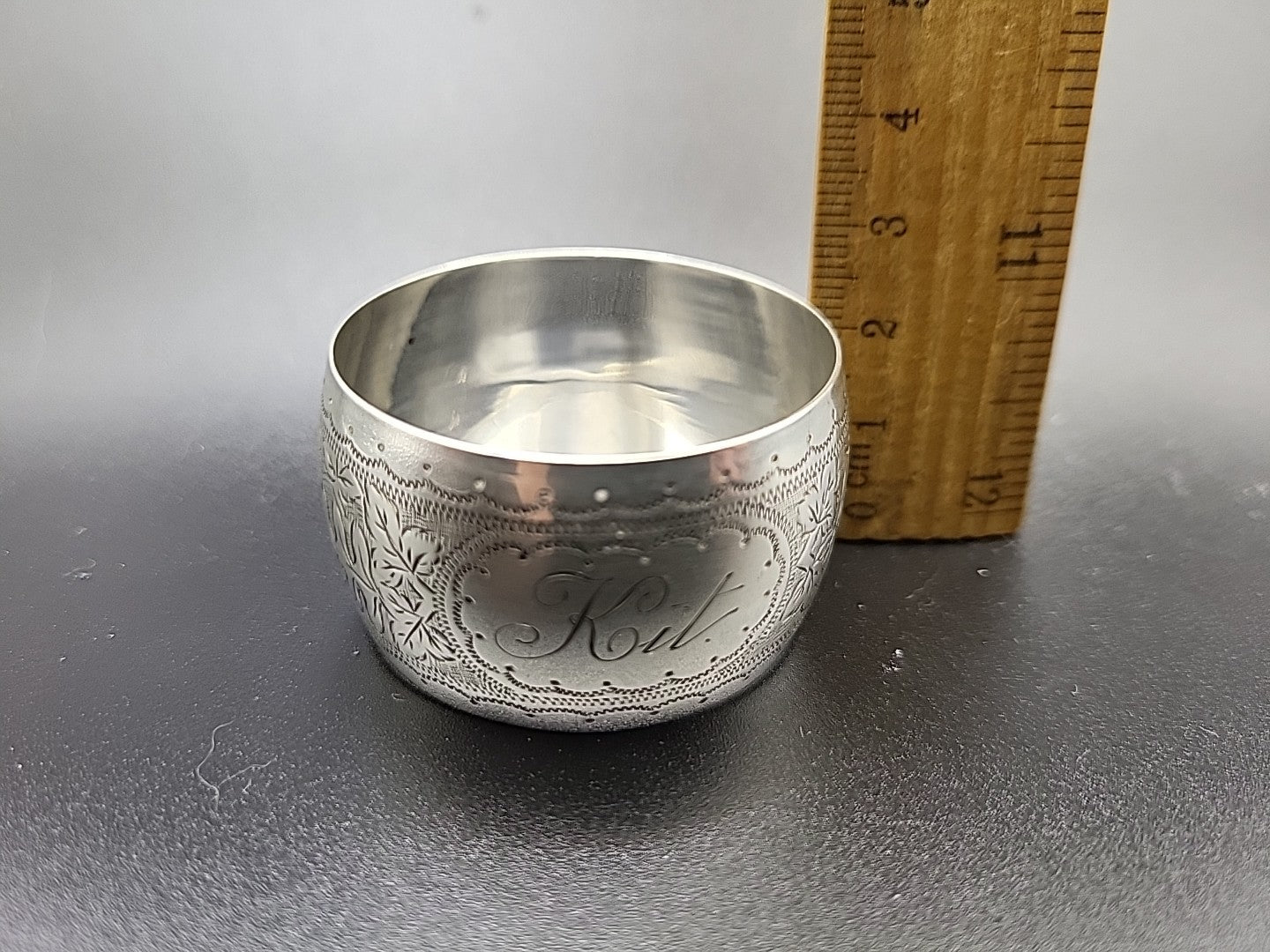 1894 Victorian Sterling Silver Napkin Ring John Henry Potter Engraved Kit 23.4g