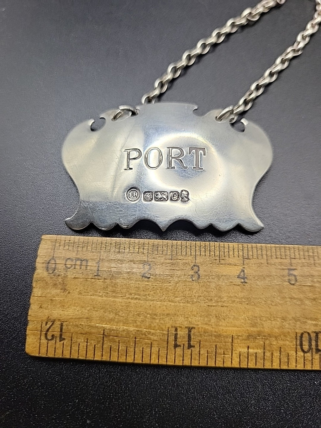 1977 Sterling Silver Port Decanter Label London Hallmarked Wine Bottle Ticket