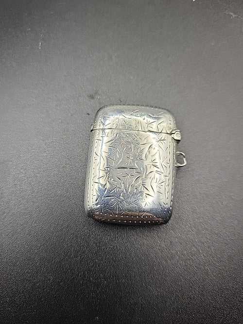 1900 Chester Sterling Silver Vesta Case Floral Engraved Hallmarked Antique