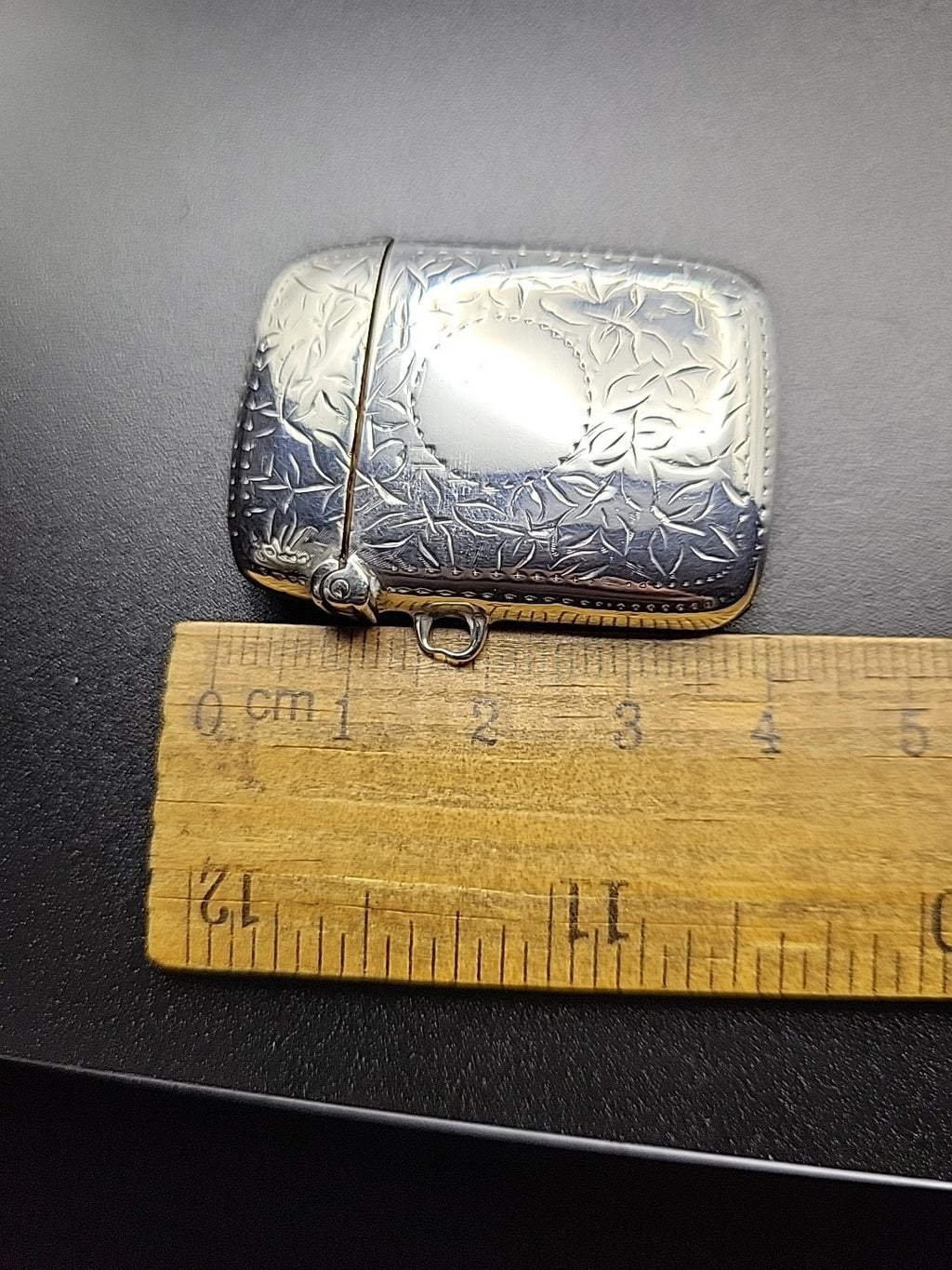 1900 Chester Sterling Silver Vesta Case Floral Engraved Hallmarked Antique