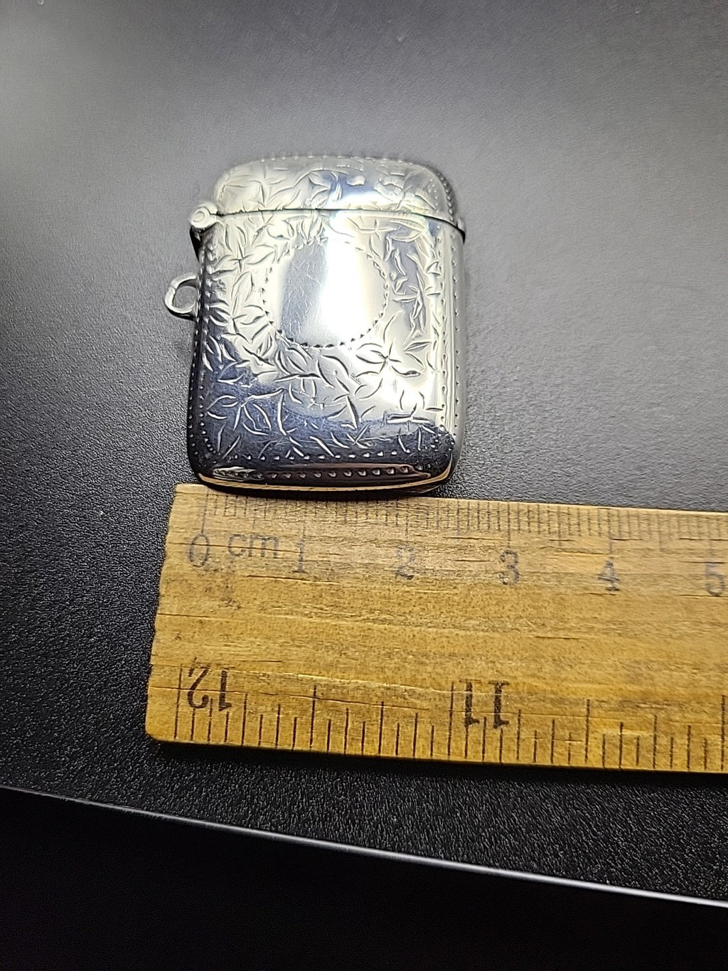 1900 Chester Sterling Silver Vesta Case Floral Engraved Hallmarked Antique