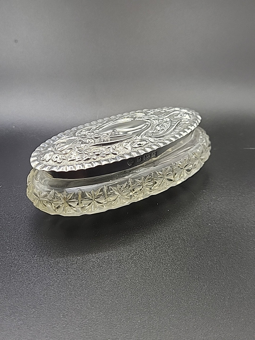 1904 Sterling Silver Lidded Cut Glass Vanity Jar William Hutton Stunning