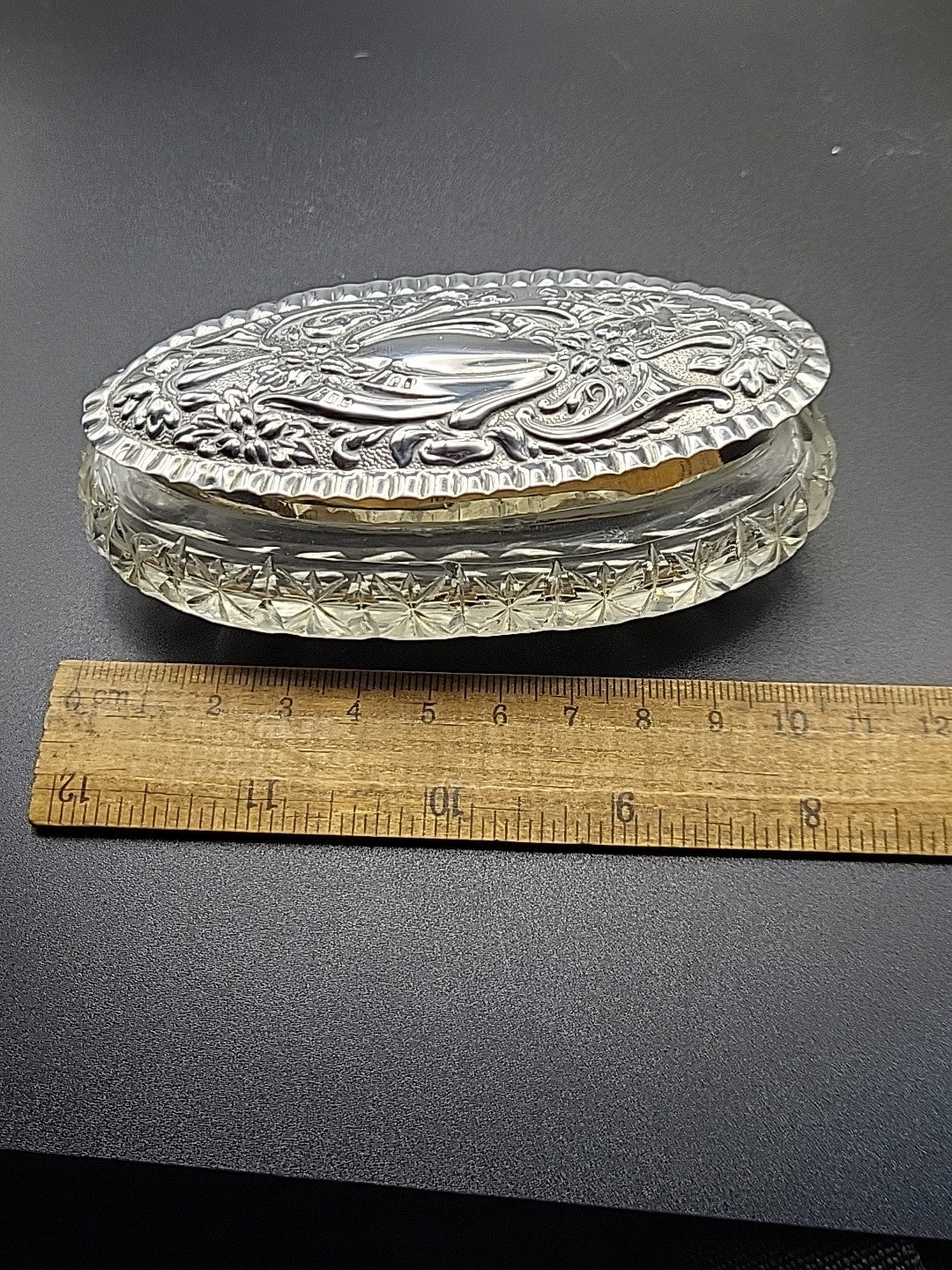 1904 Sterling Silver Lidded Cut Glass Vanity Jar William Hutton Stunning
