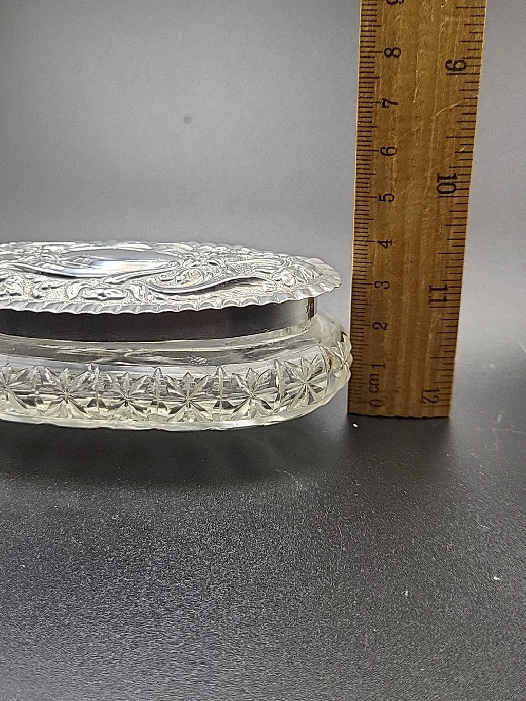 1904 Sterling Silver Lidded Cut Glass Vanity Jar William Hutton Stunning