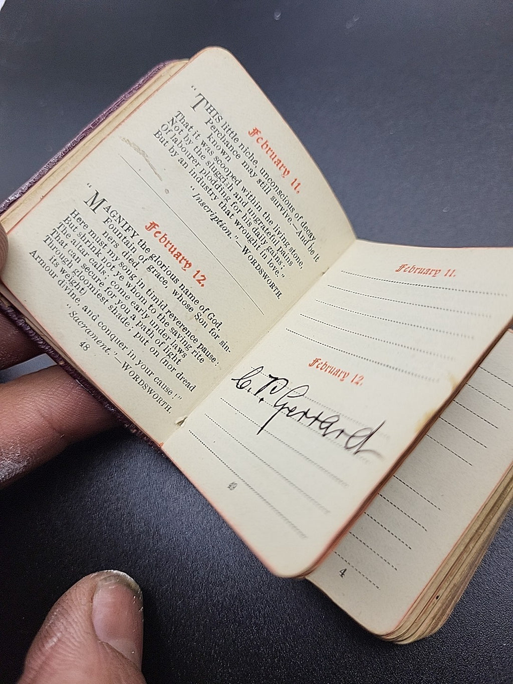 1905 Antique Sterling Silver Mounted Birthday Book W.J Holmes Hallmarked