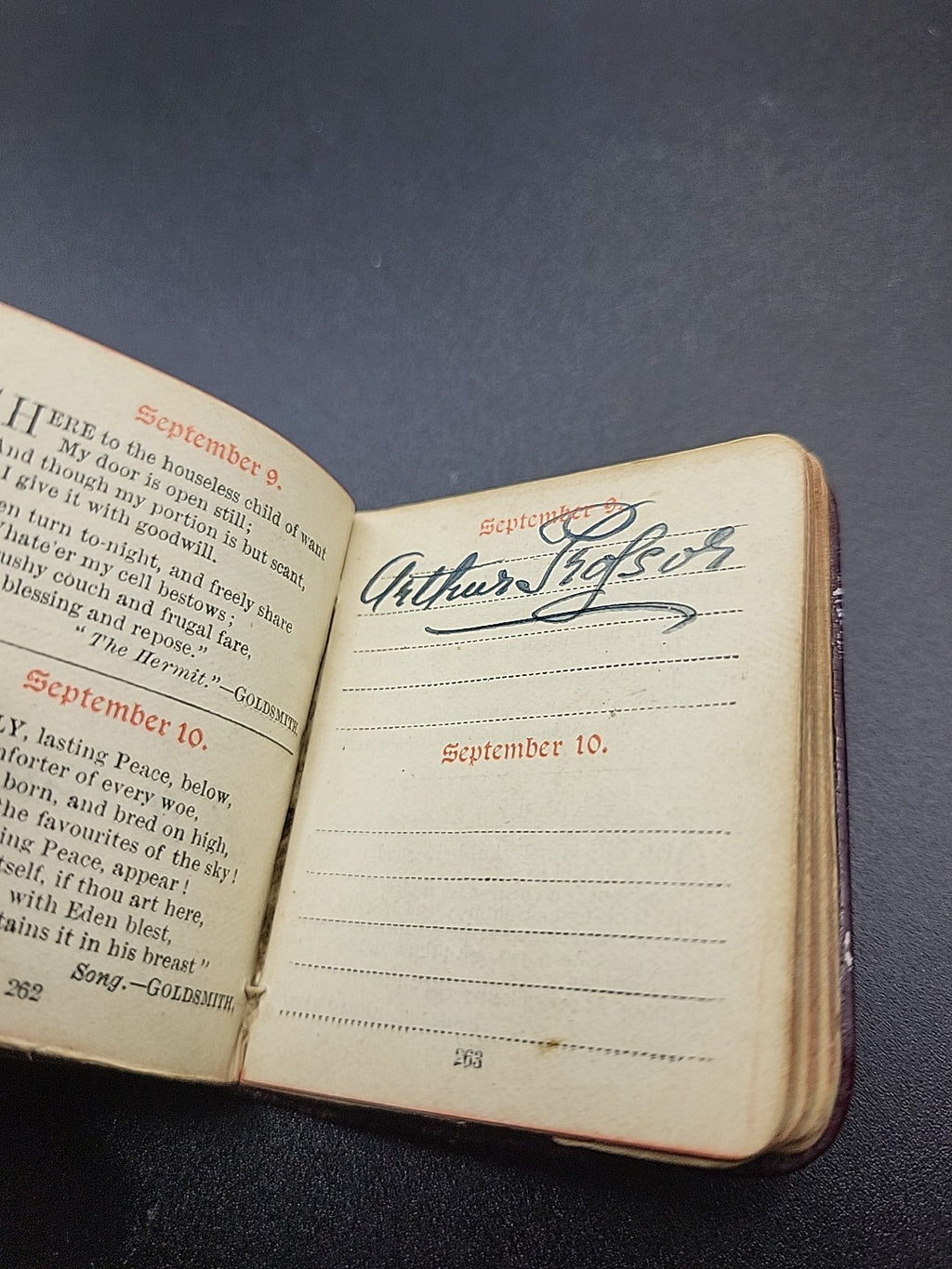 1905 Antique Sterling Silver Mounted Birthday Book W.J Holmes Hallmarked