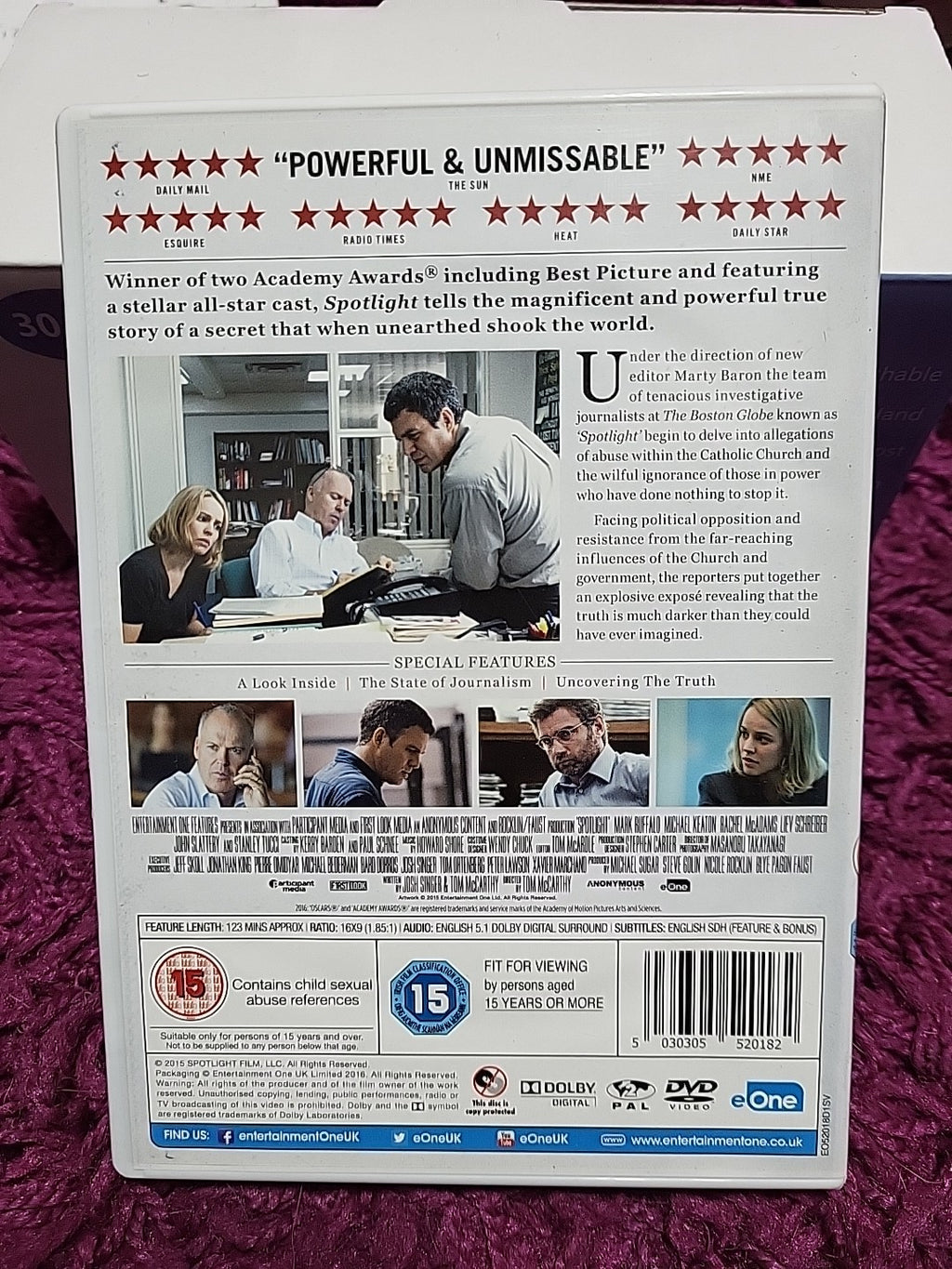 Spotlight DVD 2016 Mark Ruffalo Michael Keaton Rachel McAdams Drama