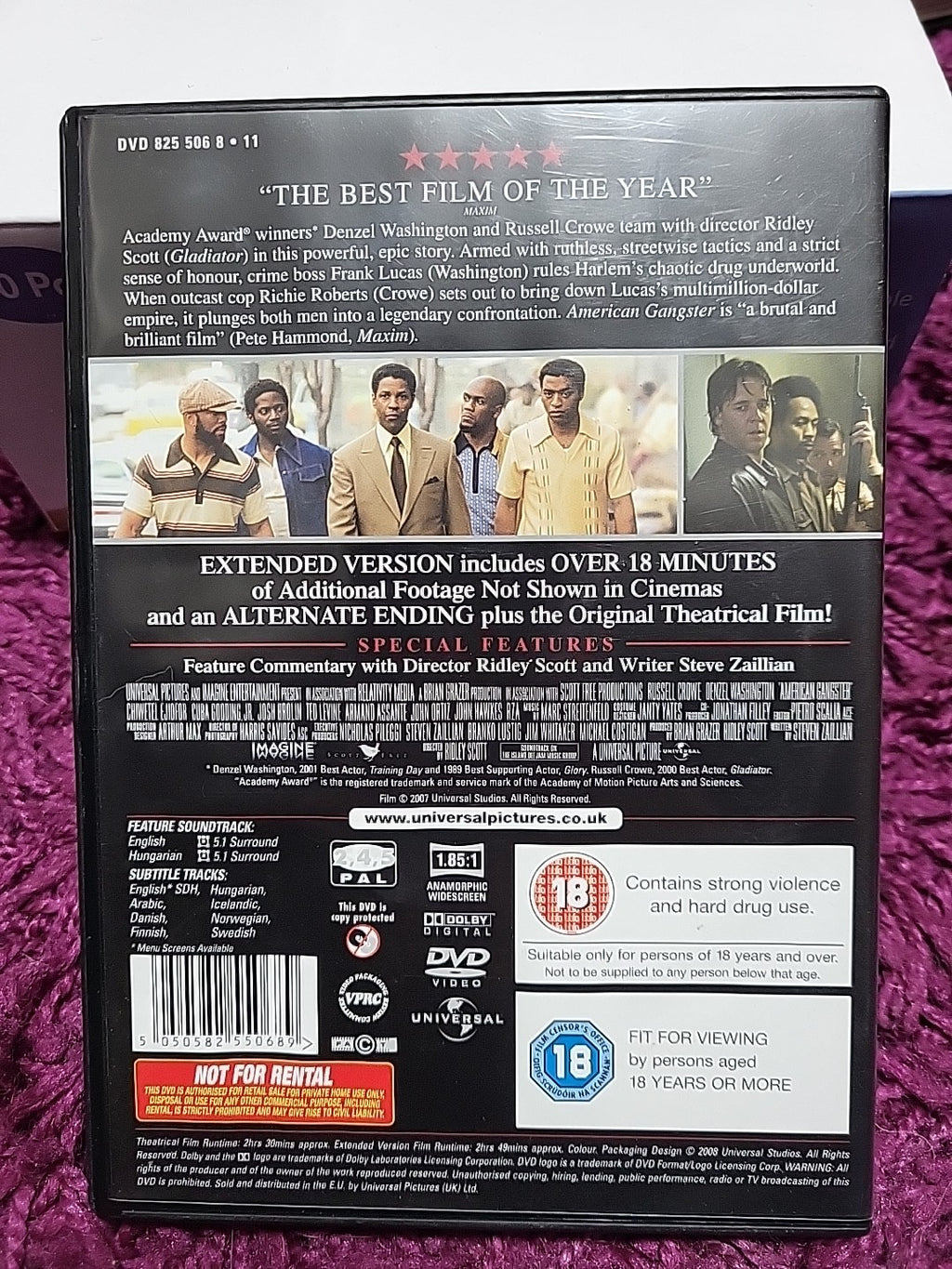 American Gangster DVD 2008 Denzel Washington Russell Crowe Crime Drama