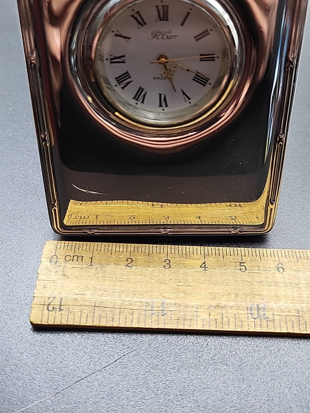 1995 Sterling Silver Desk Clock R Carr Working Quartz No Dents  Fresh Batt