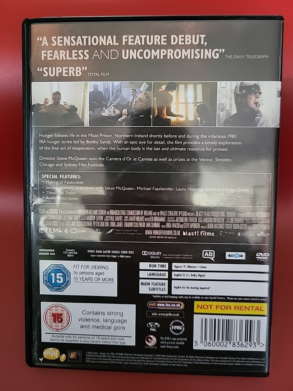 Hunger (DVD, 2009) Michael Fassbender / Steve McQueen / Prison Drama