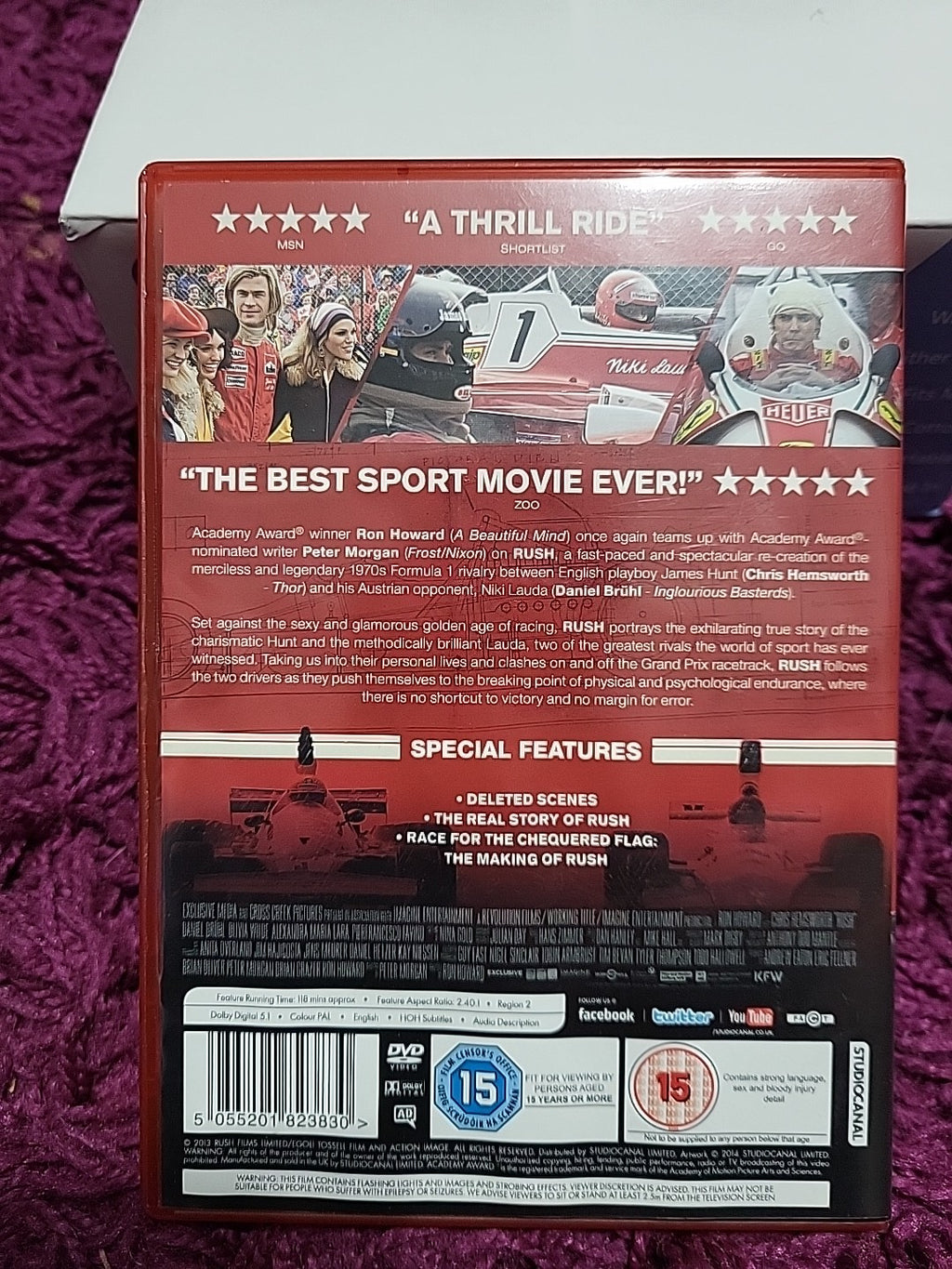Rush DVD 2014 F1 Racing Film Chris Hemsworth