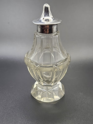 1909 Sterling Silver Topped Cut Glass Pepper Shaker G E Hawkins
