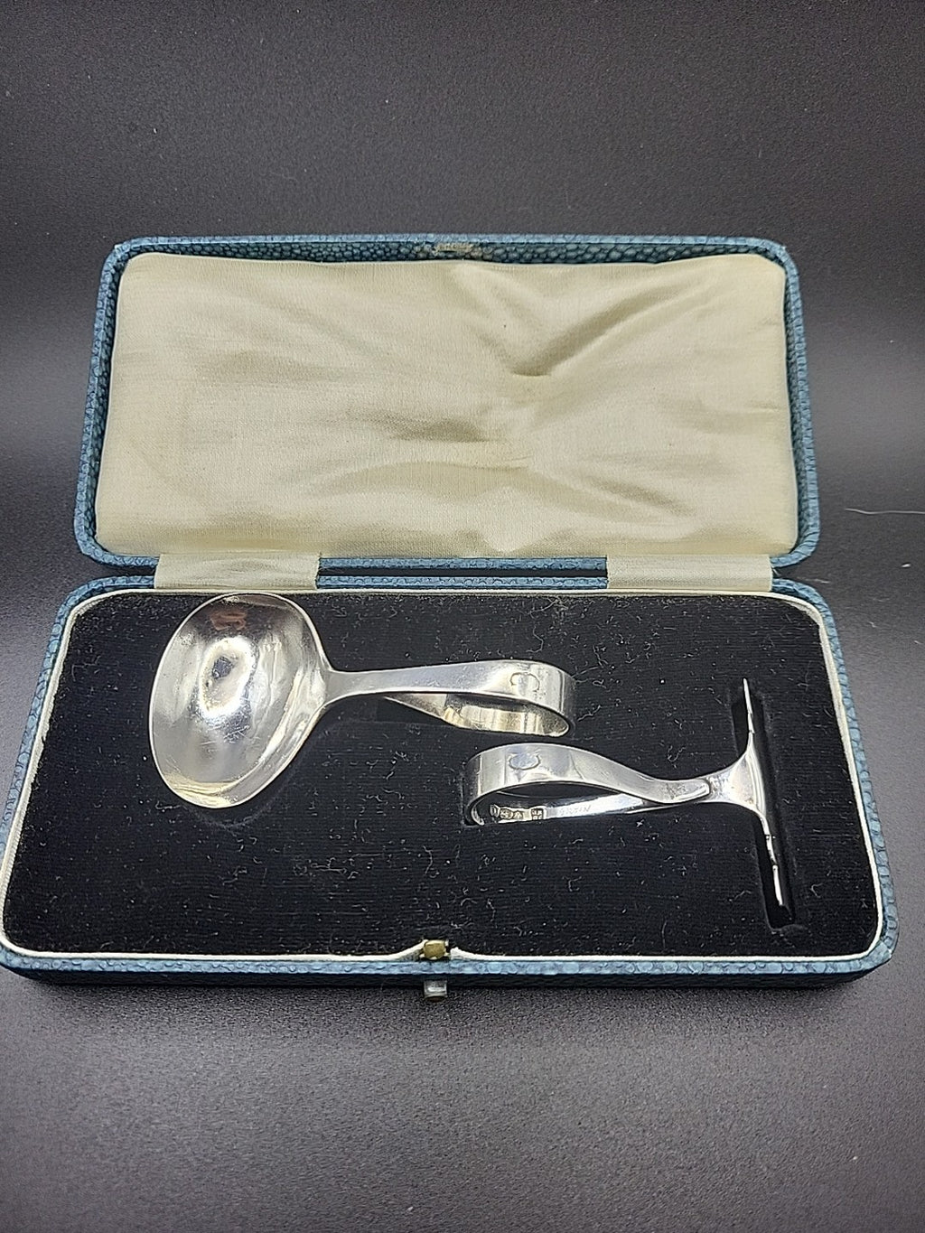 1931 Sterling Silver Childs Spoon & Pusher Set Cased James Deakin & Sons