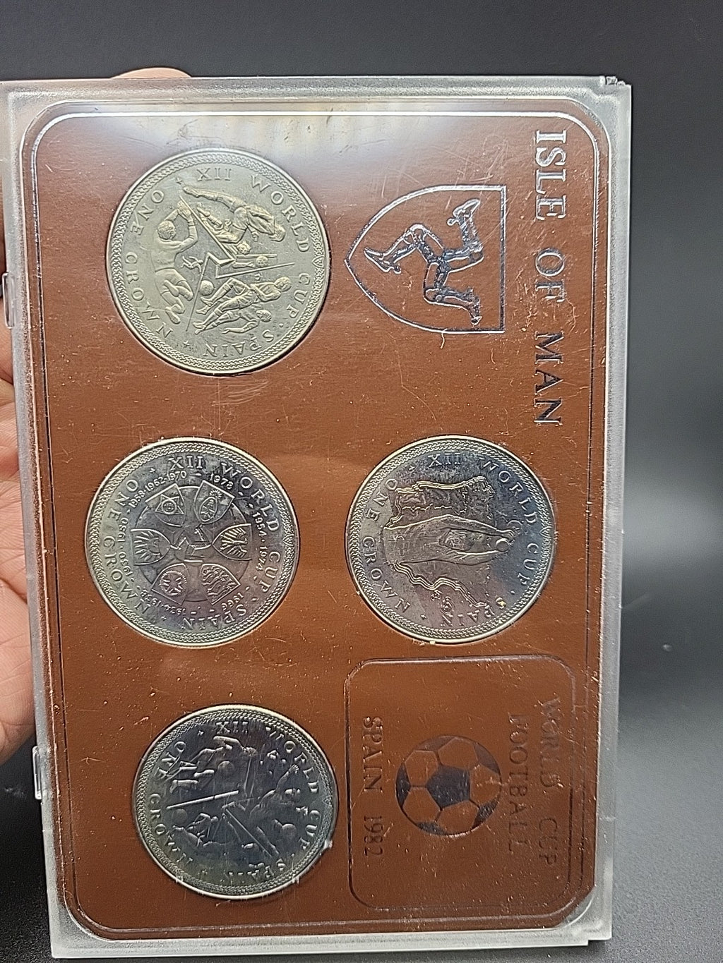 Isle Of Man World Cup Football Spain 1982 Crown Coin Set 5 Coins