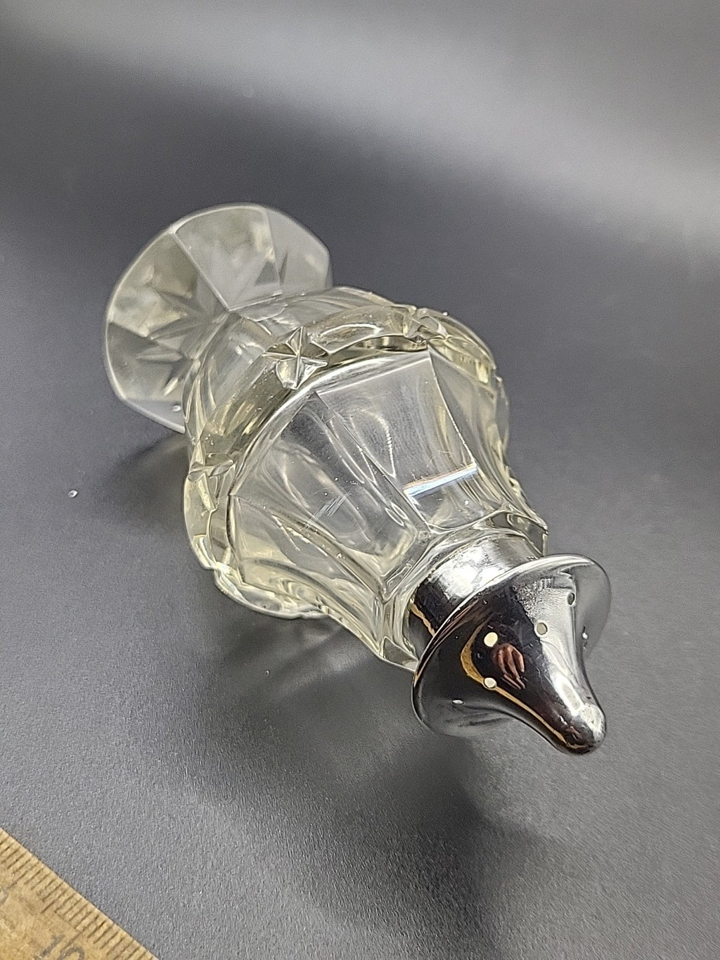 1909 Sterling Silver Topped Cut Glass Pepper Shaker G E Hawkins