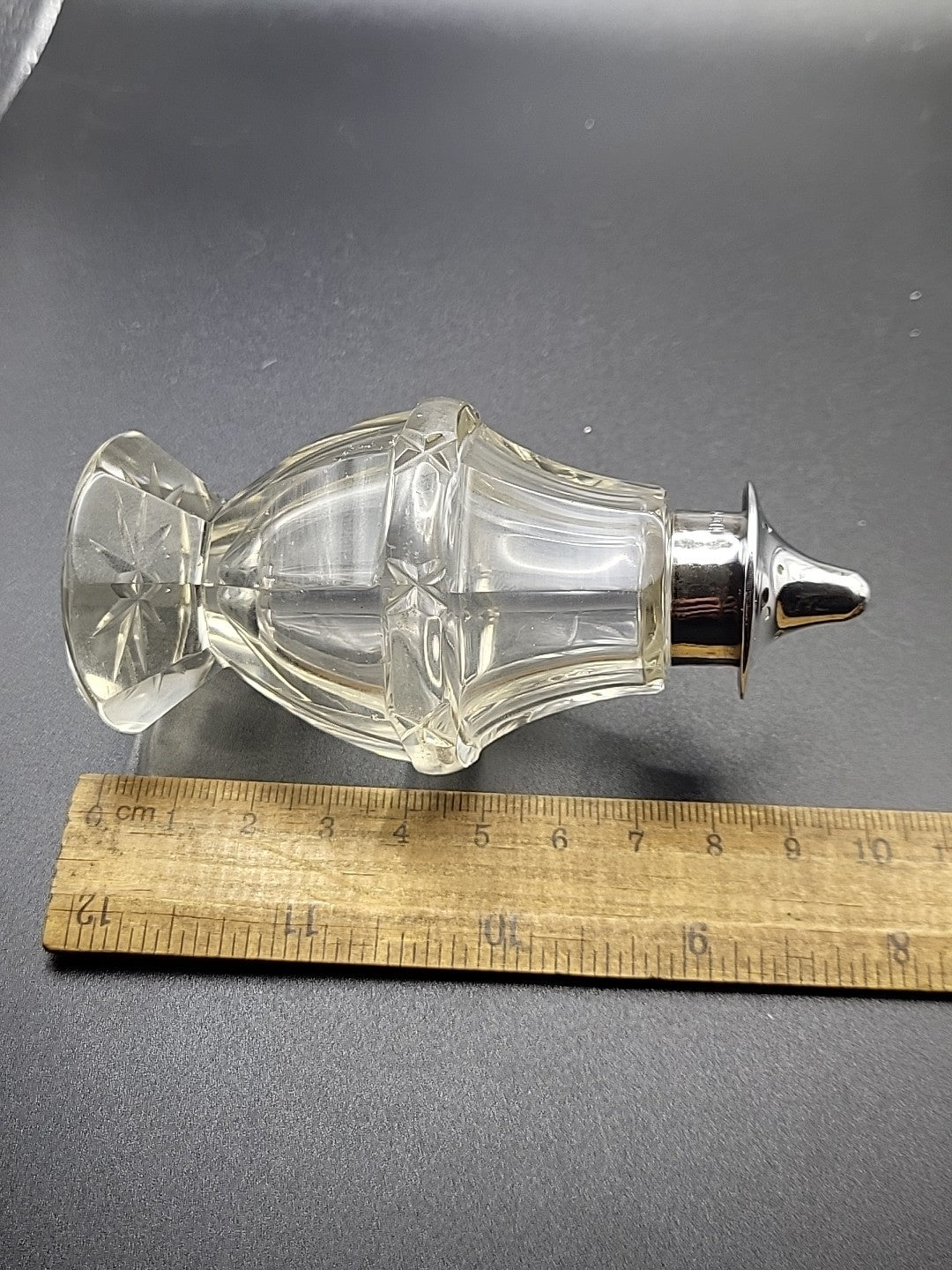 1909 Sterling Silver Topped Cut Glass Pepper Shaker G E Hawkins