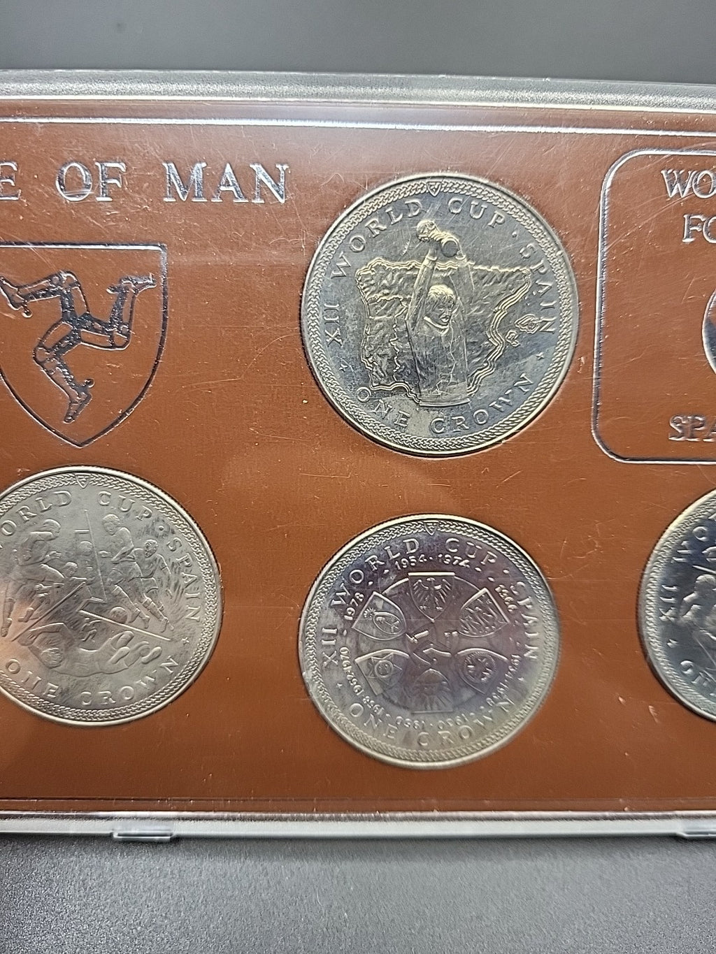 Isle Of Man World Cup Football Spain 1982 Crown Coin Set 5 Coins