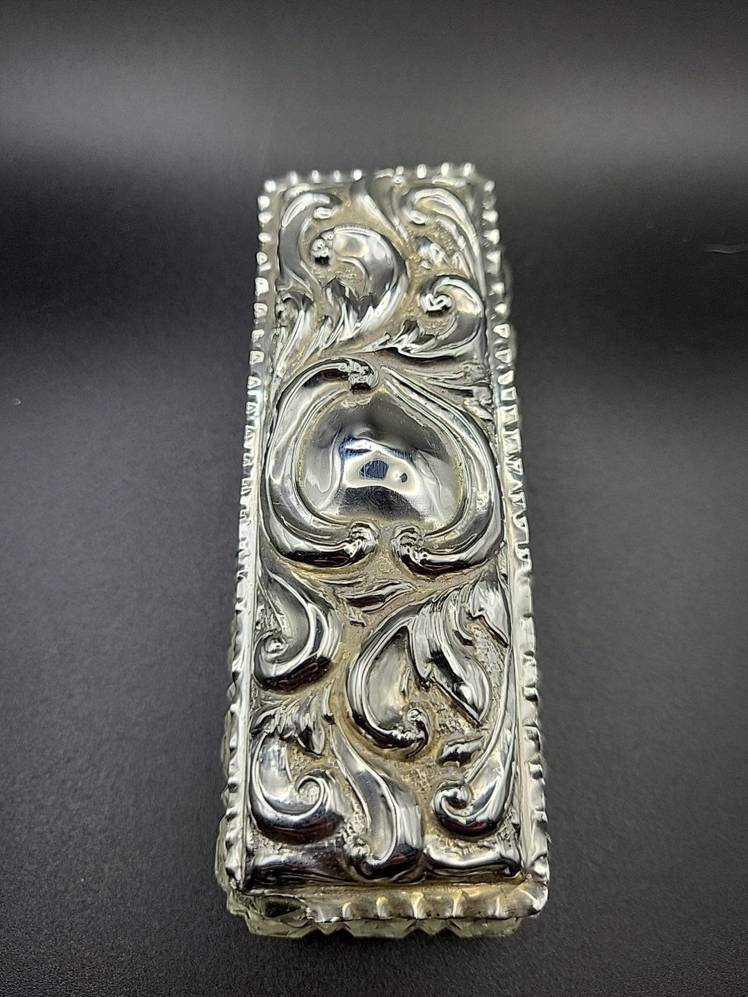 1901 Antique Sterling Silver Cut Glass Jar London Hallmarked Vanity Pot T. Hayes